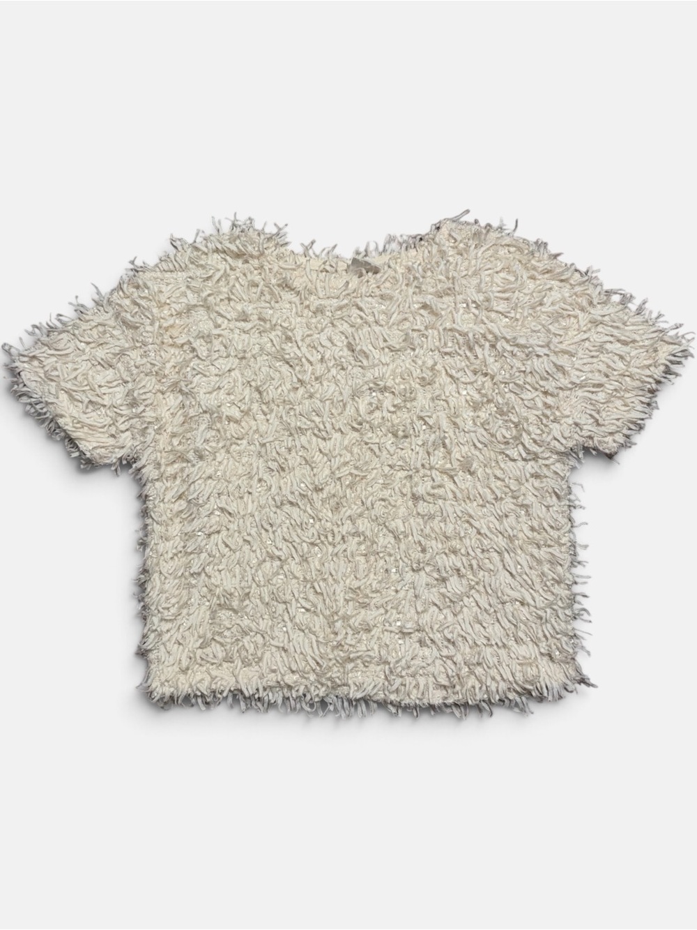 Zara Kids Cream Shaggy Short-Sleeve Top